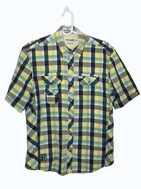 Point Zero Black Label Plaid Button Up Shirt Men’s M Semi Fit